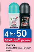 Garnier Roll On Men Or Women-4 x 50ml