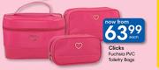 Clicks Fuchsia PVC Toiletry Bags-Each
