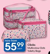 Clicks Multicolour Dots Toiletry Bags-Each