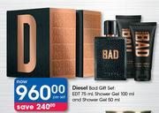 Diesel EDT 75ml, Shower Gel 100ml And Shower Gel 50ml-Per Set
