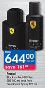 Ferrari Black Or Red EDT 100ml+Free Depdorant Spray 125ml-Per Set