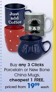 Clicks Porcelain Or New Bone China Mugs-Each