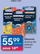 Rayovac Hearing Aid Batteries 6-Pack Per Pack