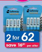 Safeway Alkaline Batteries AA Or AAA 4 Pack-For 2 Pack