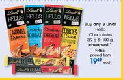 Lindt Hello Chocolates-39g & 100g Each