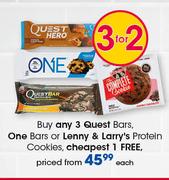 Quest Bars, One Bars Or Lenny & Larry's Protein Cookies-Each