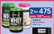 Nutritech Pure Or Premium Whey-2x1kg Per Offer