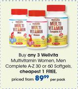 Wellvita Multivitamin Women, Men Complete A-Z-30 Or 60 Softgels Per Pack