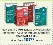 Clicks Packs Of Multivit Men Or Women Adult Or Mature-60 Tablets Per Pack