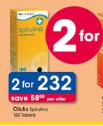 Clicks Spirulina-2x180 Tablets Pack Per Offer