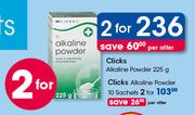 Clicks Alkaline Powder-2x225g Per Offer