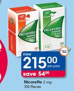 Nicorette 2mg-105 Pieces Per Pack