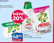 Ariel Auto Washing Powder-3Kg, 21 Capsules Or Liquid-2Ltr Each