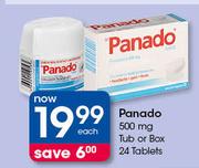 Panado 500mg Tub Or Box-24 Tablets Each