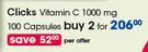 Clicks Vitamin C 1000mg Capsules-2X100's