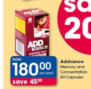 Addvance Memory And Concentration Capsules-60's Per Pack