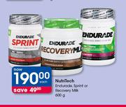 NutriTech Endurade, Sprint Or Recovery Milk-600g Each