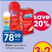 Durex Lubricants Or Condoms-12 Pack Each