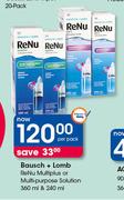 Bausch + Lomb Renu Multiplus Or Multi Purpose Solution 360ml Or 240ml-Per Pack