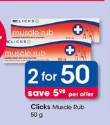 Clicks Muscle Rub-2x50g Per Offer