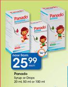 Panado Syrup Or Drops-20ml, 50ml, Or 100ml-Each