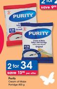 Purity Cream Of Maize Porridge-2x400g Per Offer