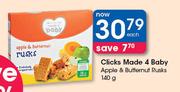 Clicks Made 4 Baby Apple & Butternut Rusks-140g Each