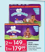 Clicks Made 4 Baby Active Strech Disposable Nappies Jumbo Packs-Each