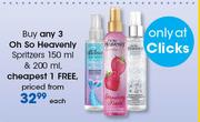 Oh So Heavenly Spritzers 150ml & 200ml-Each