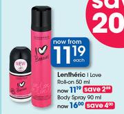 Lentheric I Love Body Spray-90ml Each