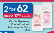 Oh So Heavenly Cool'n Confident Anti Perspirant Sticks-2x48g Per Offer