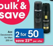 Axe Deodorants For Men-2x200ml Per Offer