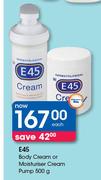 E45 Body Cream Or Moisturiser Cream Pump-500g Each