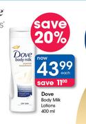 Dove Body Milk Lotions-400ml Each