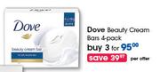 Dove Beauty Cream Bars-3x4's Pack Per Offer