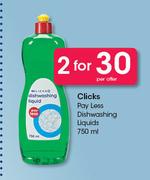 Clicks Pay Less Dishwashing Liquids-2x750ml Per Offer