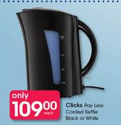 Clicks Pay Less Corded Kettle (Black Or White)-Each