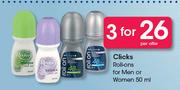 Clicks Roll-Ons For Men Or Women-3x50ml Per Offer