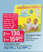Clicks Made 4 Baby Dryprotect Disposable Nappies Value Packs-Each