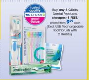 Clicks Dental Products(Excl. USB Rechargeable Toothbrush With 2 Heads)-Each
