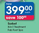 Sorbet 8-In-1 Treatment Fab Foot Spa-Each