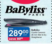 BaByliss Crystal Ceramic 28mm Wet & Dry Starightener-Each