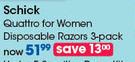 Schick Quattro For Women Disposable Razors 3Pack-Each