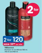 TRESemme Shampoo & Conditioner 500ml, 750ml And 900ml-For 2 Per Offer