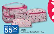 Clicks Multi-Colour Dotted Toiletry Bags-Each