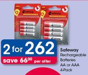 Safeway Rechargeable  Batteries AA Or AAA 4's Pack-For 2 Packs