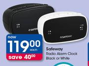Safeway Radio Alarm Clock (Black Or White)-Each