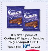 Cadbury Whispers Or Tumbles-65g Per Pack