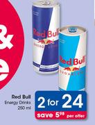 Red Bull Energy Drinks-2X250ml Per Offer