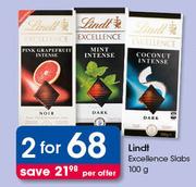 Lindt Excellence Slabs-2x100g Per Offer